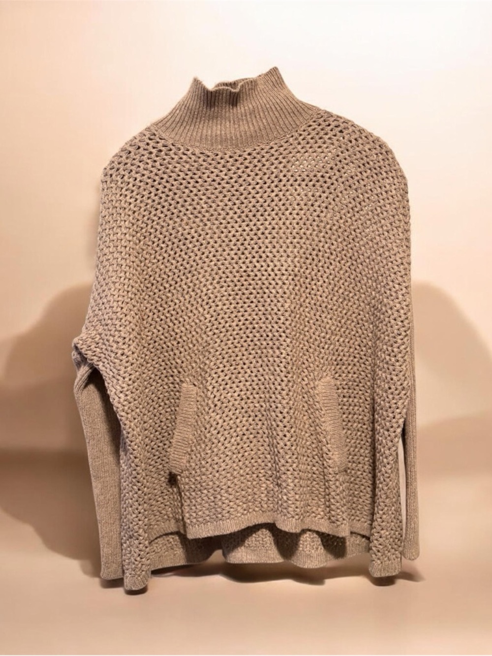 LOFT Beige Chunky Knit Turtleneck Sweater